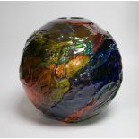 An Art Glass multi coloured, textured globular vase, signed Goedulenti, 32cm high