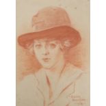 Edgar Anderson, early 20th century sanquine chalk on paper, Portrait of Dorothy May Anderson, signed