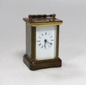 A Matthew Norman "Smokers Matchbox Size" miniature carriage timepiece, 8cm high