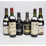 Wine: 2 bottles of Royal Oporto 1970 vintage port, 2 bottles of Chassagne-Montrachet Gilles and