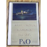 A P & O poster, United Kingdom, Australia and The East, framed, 99cm x 60cm