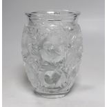 A Lalique Bagatelle vase with inset birds amongst foliage, 17cm high