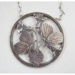 A George Jensen sterling 'Moonlight Blossom' pendant necklace, designed by Arno Malinowski, design