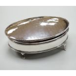 A George V silver mounted oval trinket box, by Sydney & Co, Birmingham, 1915, 16.3cm.