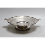 An Art Deco silver two handled conical shaped dish, by Mappin & Webb, Sheffield, 1936, width 32.5cm,