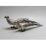 Two 20th century Spanish parcel gilt white metal free standing model game birds, (a.f.), longest