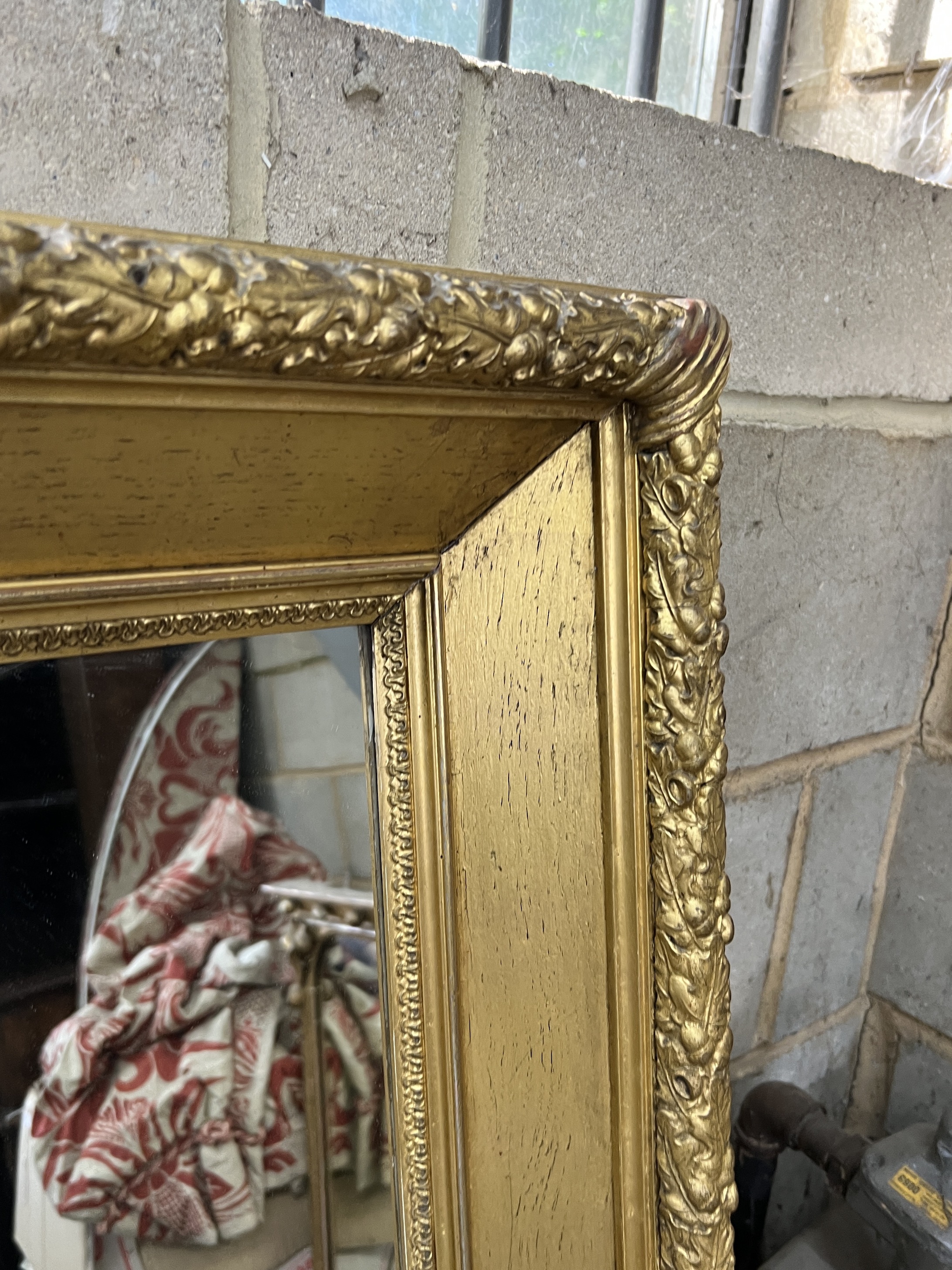 A Victorian rectangular giltwood and composition picture frame now as a wall mirror, width 93cm, - Image 4 of 4