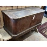 A Victorian oak hinged top box seat, width 95cm, depth 44cm, height 42cm