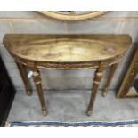 An Adam style gilt 'D' shaped console table, width 103cm, depth 35cm, height 83cm