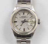 A lady's early 1970's stainless steel Rolex Oyster Perpetual wrist watch, model no. 6917, serial no.