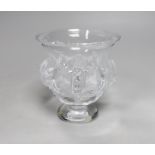 A Lalique glass Dampierre pedestal vase / bowl on a raised foot, 12.5cm high