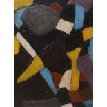 Manner of Serge Poliakoff (1900–1969) impasto oil on board abstract composition, Geometric shapes,