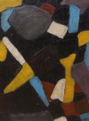 Manner of Serge Poliakoff (1900–1969) impasto oil on board abstract composition, Geometric shapes,