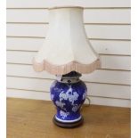 A Chinese blue and white lamp, 34cm high not including light fitting