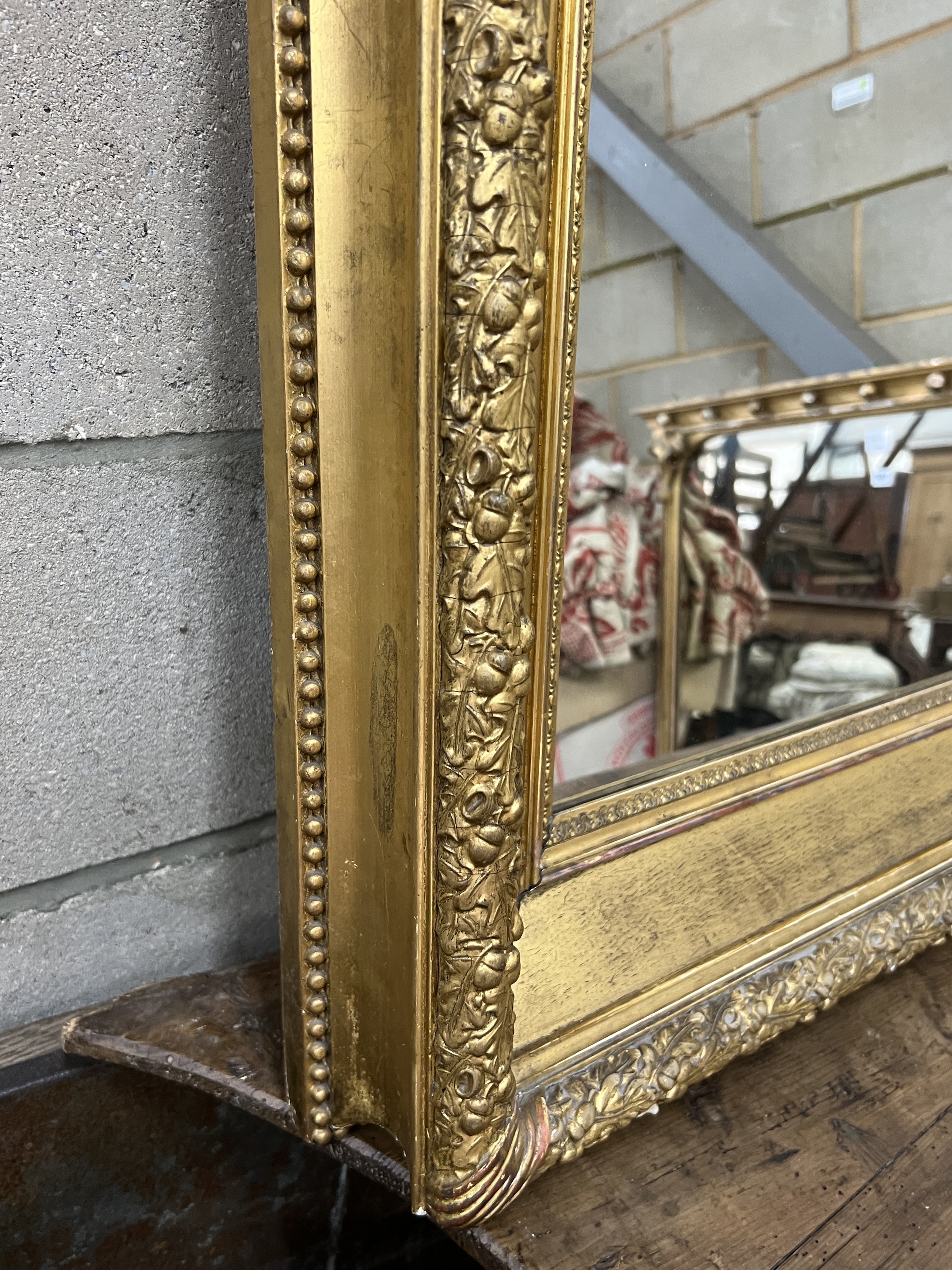 A Victorian rectangular giltwood and composition picture frame now as a wall mirror, width 93cm, - Image 2 of 4