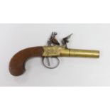 A George III flintlock pocket pistol, with turn off brass barrel, signed ‘Lawrence’