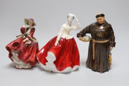 Three Royal Doulton figures - 'Top o' the Hill', HN1831, 'Gail' HN2937 and 'The Jovial Monk'