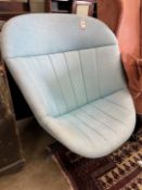 A mid century upholstered egg chair on chrome swivel base, width 86cm, depth 80cm, height 94cm