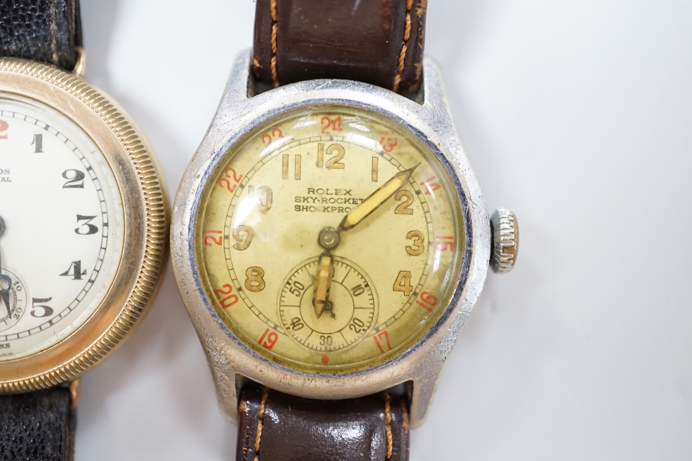 A gentleman's 1940's steel Rolex Sky Rocket Shock Proof manual wind wrist watch, case diameter - Image 3 of 5
