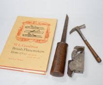 A book on British plane makers from 1700 by W L Goodman together with a W Marples & Son bladed