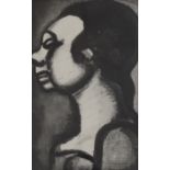 After Georges Rouault (French 1871-1958) mixed media and aquatint, Head study, 29cm x 19cm