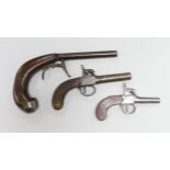 Two early 19th century percussion cap pocket pistols with turn off barrels, one signed ‘Young,