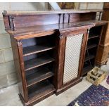 A Regency rosewood breakfront dwarf cabinet, width 174cm, depth 26cm, height 130cm