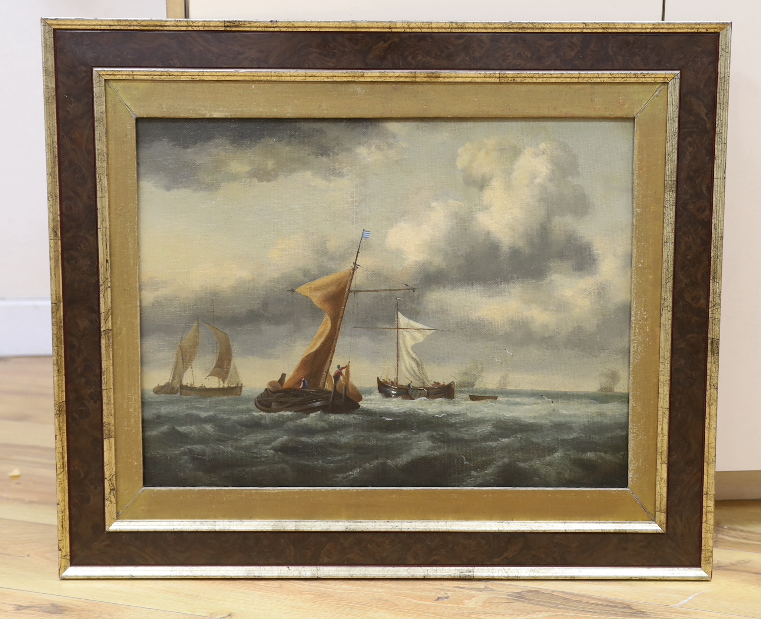 Robert Malcolm (19th century) Maritime interest oil on canvas, Figures in boats, signed and dated - Image 2 of 3