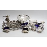 Assorted silver etc, including a George III sparrow beak cream jug, Thomas & Richard Payne,