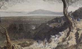After Edward Lear (1812–1888) 19th century colour lithograph, 'No 10 Amaxichi and the fort, Santa