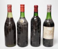 Four bottles of wine including one Chateau Haut-Brion, 1966 and three others including Rauzan-Segla,