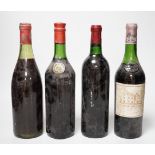 Four bottles of wine including one Chateau Haut-Brion, 1966 and three others including Rauzan-Segla,