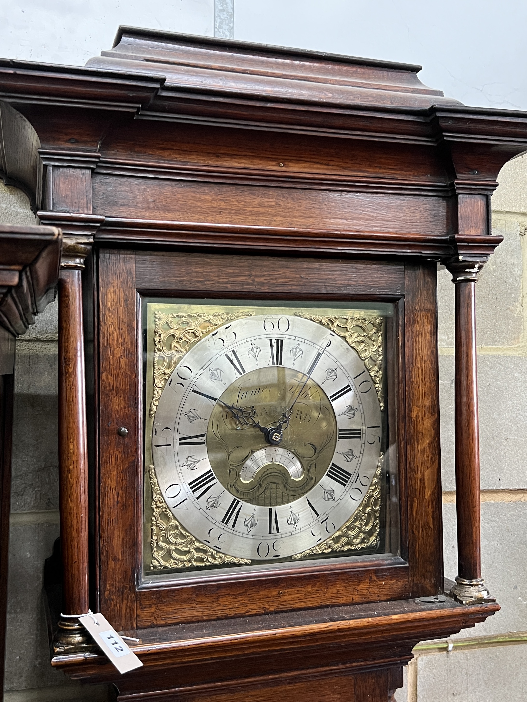 A George III inlaid oak thirty hour longcase clock, marked James Todd, Bradford, height 220cm - Image 2 of 4