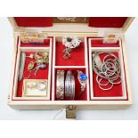 Assorted costume and other jewellery including a silver charm bracelet, a white metal ring link