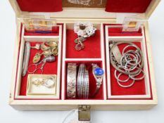 Assorted costume and other jewellery including a silver charm bracelet, a white metal ring link