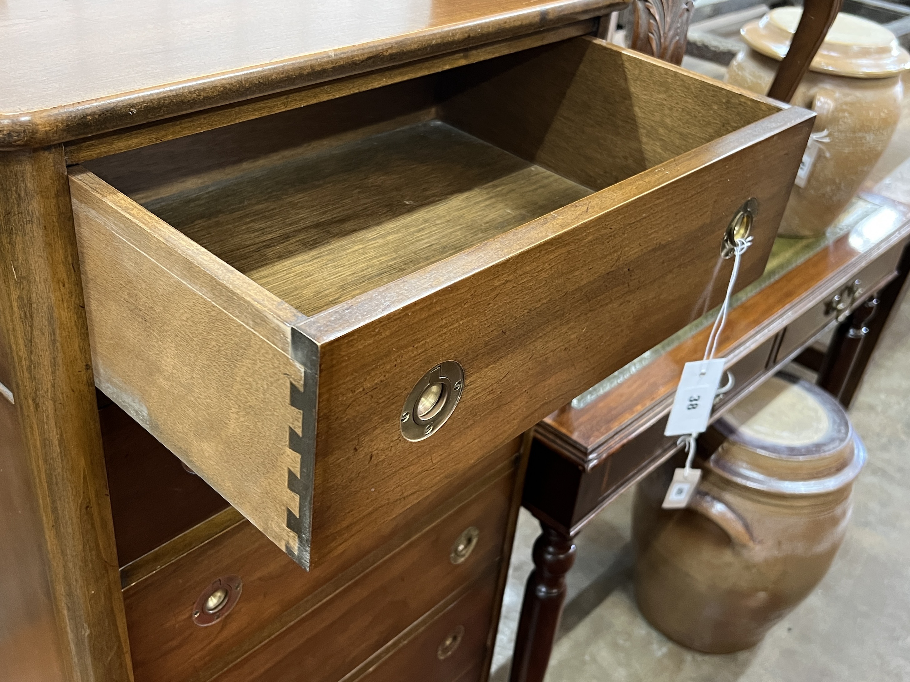 A military style seven drawer tall chest, with recessed brass handles width 57cm, depth 43cm, height - Image 3 of 3