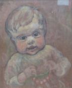 Horace Mann Livens (1862-1936), oil on canvas, Study of an infant, initialled, 37 x 30cm