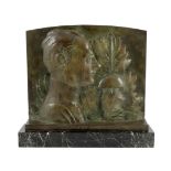 Robert Delandre (French 1879-1961) an Art Deco bronze commemorative plaque 'Le Salut du