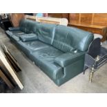 A pair of Army and Navy dark green leather upholstered settees, length 190cm, depth 80cm, height
