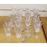 Waterford 'Sheila' pattern drinking glasses comprising six tumblers, twelve sherry glasses, four
