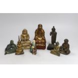 A group of Burmese, Chinese and Indian figures of deities, tallest 14.8cm (8)