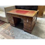 An early 20th century mahogany pedestal desk, width 122cm, depth 65cm, height 76cm