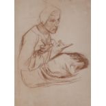 Alfred George Stevens (1817-1875), sanguine chalk on paper, Figural study, 30 x 23cm