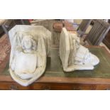 Two painted plaster wall brackets, larger width 42cm, height 44cm