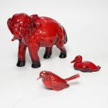 Three Royal Doulton Flambe animals