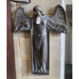 A painted composition angel wall applique, height 70cm