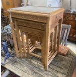 A quartetto of Chinese carved hardwood tables, width 50cm, depth 36cm, height 75cm