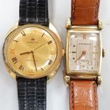 A gentleman's 14K gold Hamilton self winding wrist watch and a gold plated Witnauer wrist watch