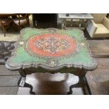 An Eastern European painted low occasional table, width 59cm, depth 46cm, height 57cm