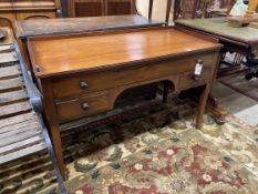 A George III style mahogany kneehole dressing table, width 120cm, depth 55cm, height 77cm
